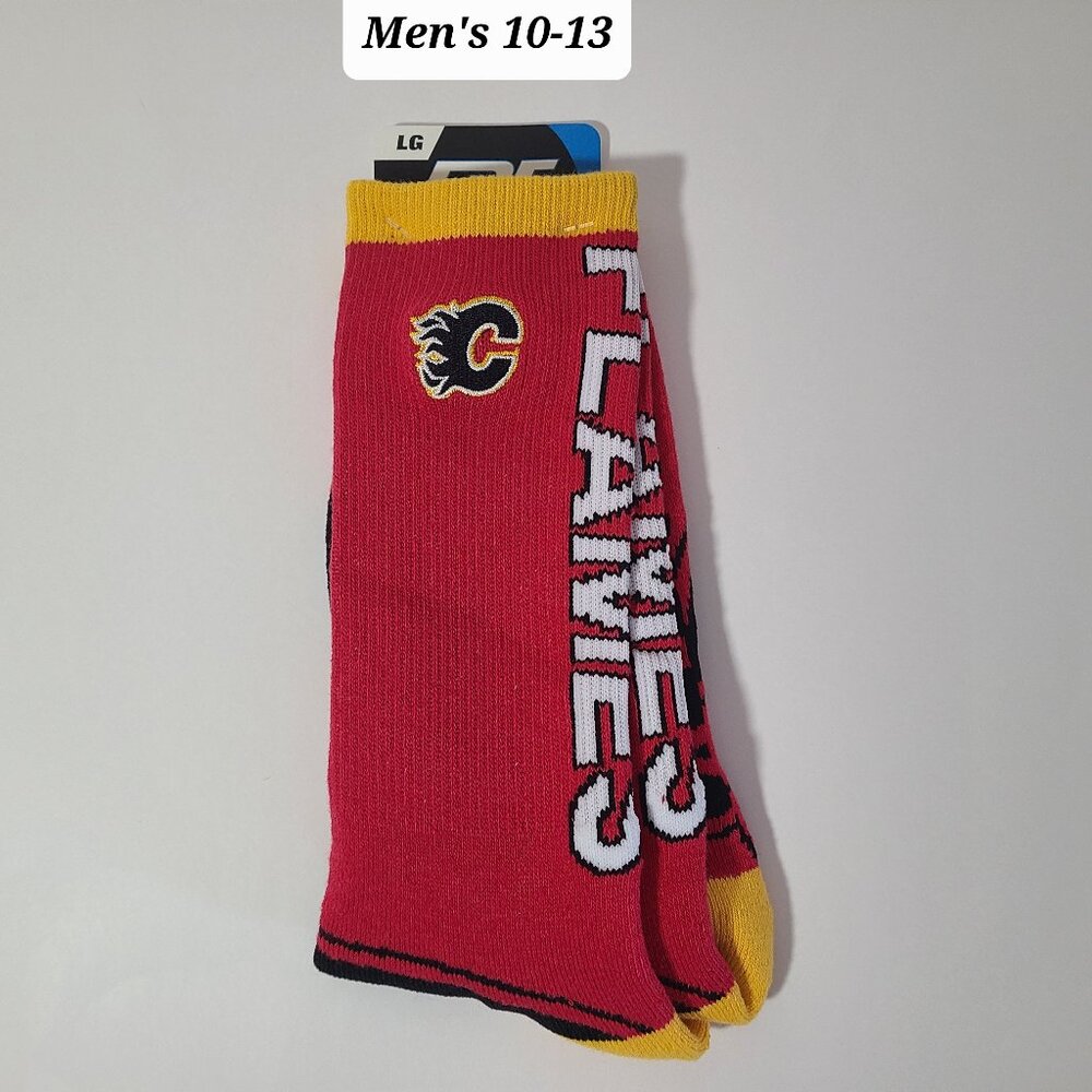 Calgary Flames NHL FBF Originals Large(Men's 10-13) Socks 1 Pair NWT